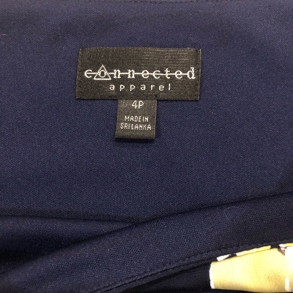 ☀️ Connected Apparel Drop Sleeve Rouched Dress Navy/Yellow Floral Size 4P - Picture 8 of 11